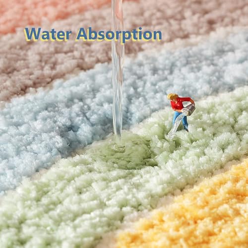 Image of Home Decor Multicolor Anti Skid Bath Mat for Bathroom, Anti Slip Bath mat, Non Slip Bath mat Door mat for Bathroom, Living Room Kitchen Bedroom (Rainbow Multcolor)