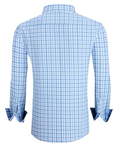 Alex Vando Mens Button Down Shirts Wrinkle Free 4-Way Stretch Print Business Casual Shirt