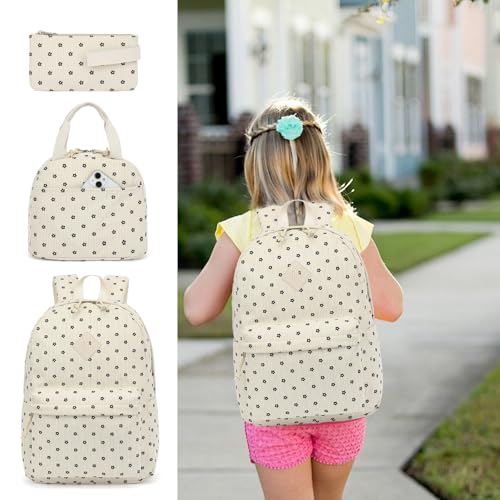 Corduroy School Backpack Girls Kids Teens School Bookbags Schoolbag Set with Lunch Box Pencil Bag2