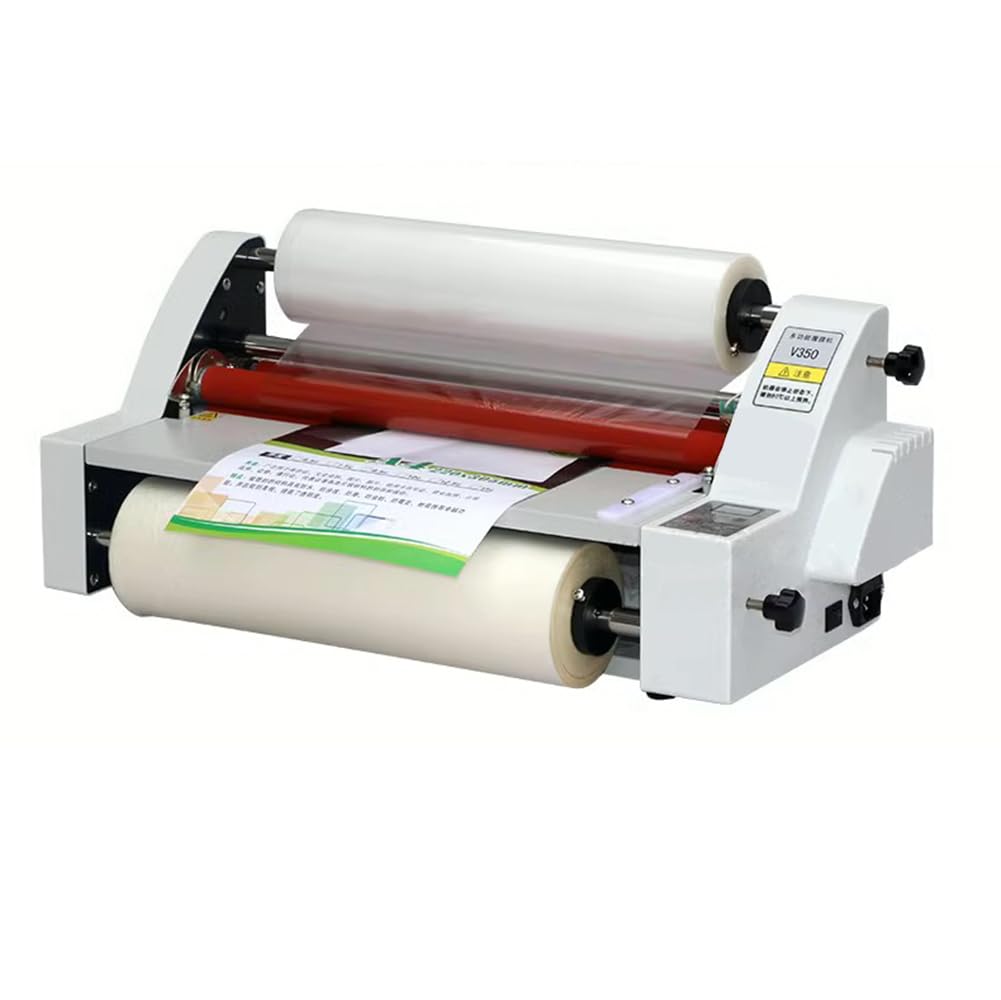 Generic 350mm Laminator Machine, Cold Hot Roller Laminating Machine, Single- & Double-Sided Thermal Laminator for Paper Card Wood Veneer PVC Foil, Digital Display, Safety Protection (V350), 6333-350