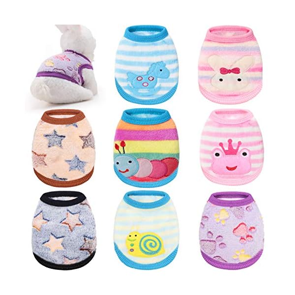 8 pieces warm pet shirts for dog rabbit cat puppy bunny clothes with caterpillar horse star pattern cute soft flannel pet sweater comfortable pet costume boy girl kitten puppy chihuahua animals (xxs)