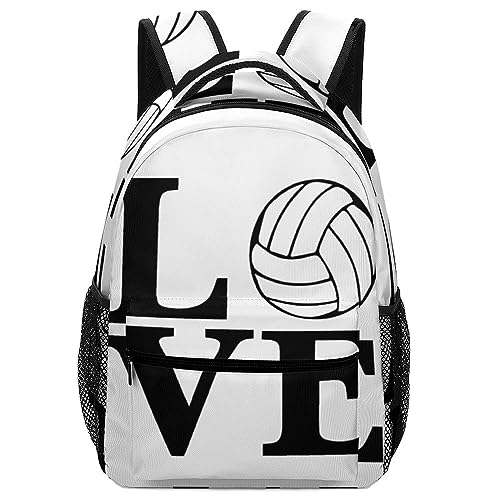 Qjjinxior Zaino casual in tessuto Oxford resistente, zaino con bulldog francese, borsa universitaria per ragazzi, ragazze, viaggi, sport, Amo la pallavolo, Taglia unica