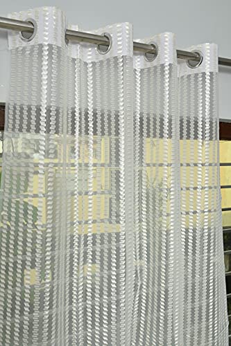 Image of HOME UTSAV 1 Piece Sheer Premium Tissue Net Polyester Curtains for Door 7 Feet, Cream