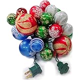itayak Christmas Ball Ornament Lights, 28ft 25 Bulbs Tree String Lights, Indoor Plug-in Expandable Wire for Holiday Party