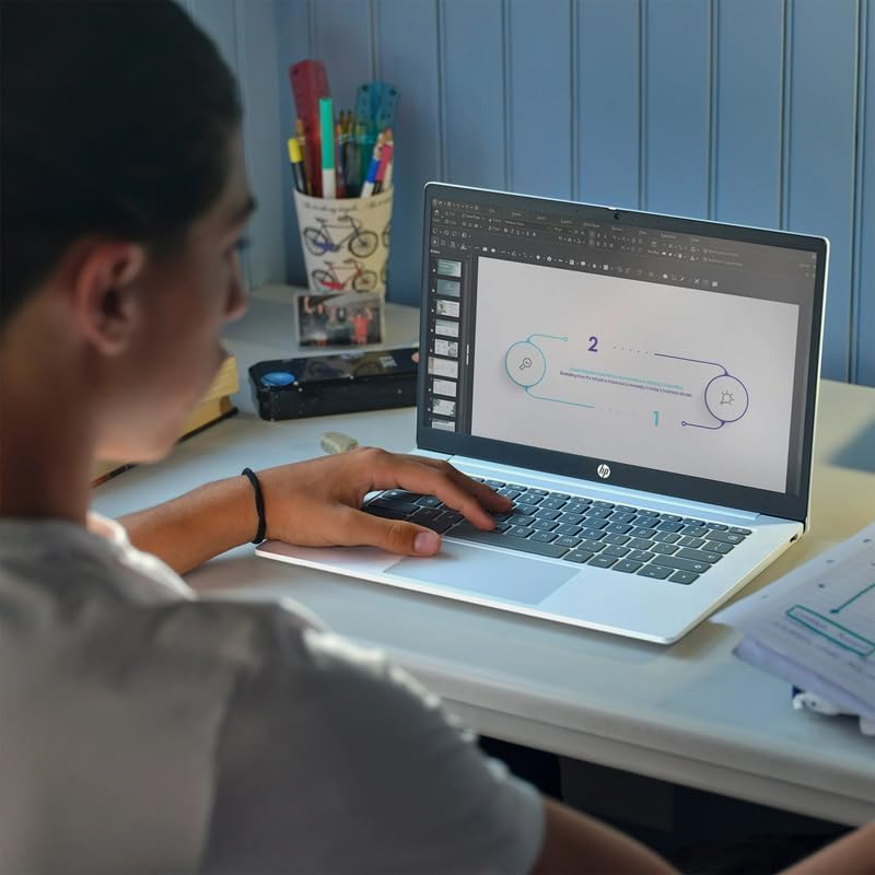 Image of HP New 14 Chromebook Laptop | 4GB LPDDR5 RAM | 128GB UFS | Designed Purely for School and Work | Wi-Fi 6 and Bluetooth 5.3 | ChromeOS | Thin and Light |