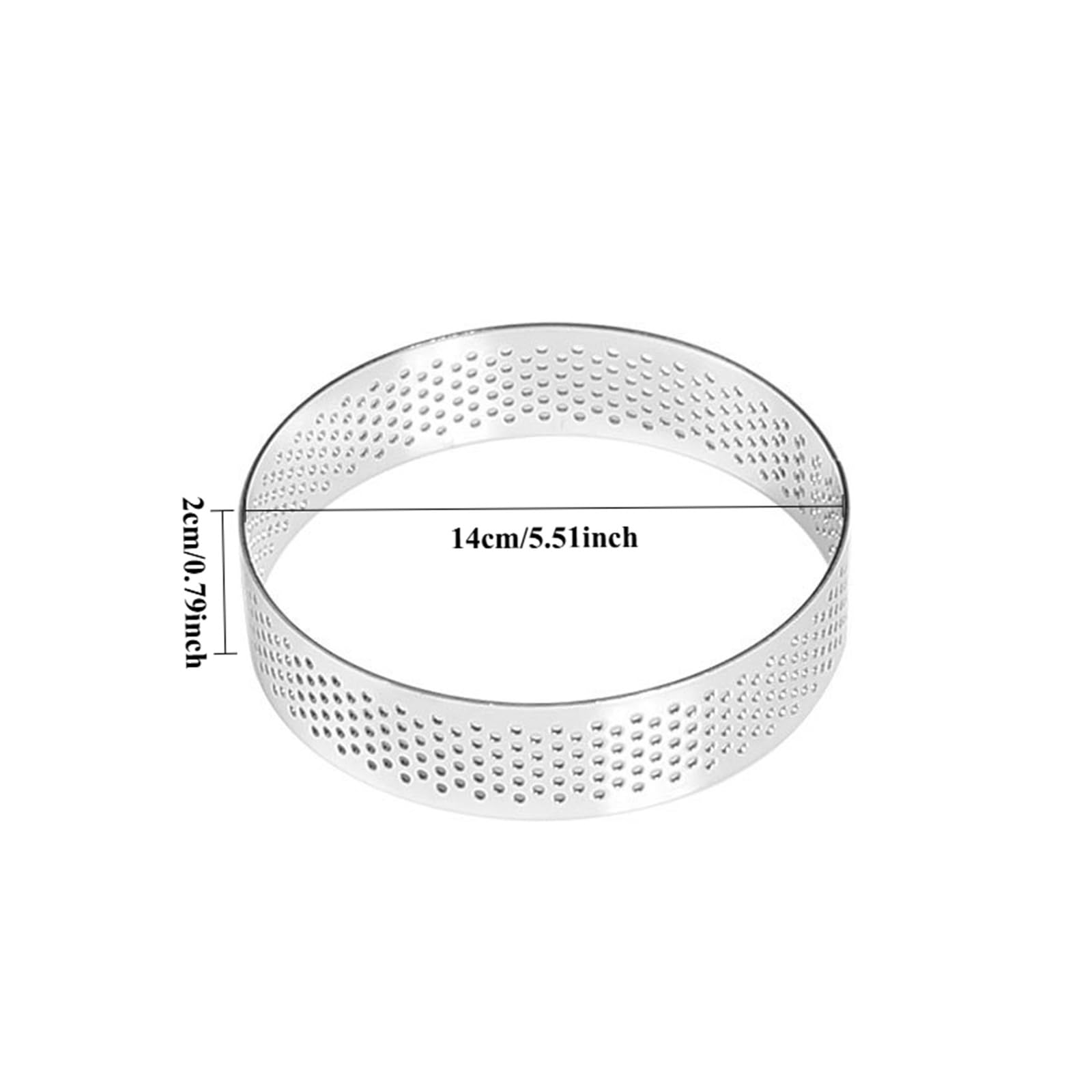 5 cm/14 cm/16 cm/20 cm Rotondo In Acciaio Inox Anello Crostata Forato Resistente Al Calore Stampi FAI DA TE Mousse torta di frutta Tartlet Ciambella Stampo(14cm)