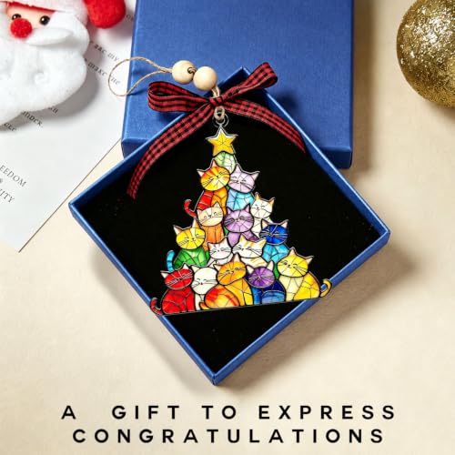 Image of Cat Lover Gifts for Women,Funny Holiday Decorations Cat Christmas Ornament