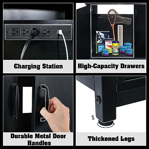 image for TC-HOMENY 55-75 Gallon Aquarium Stand with Charging Station and Cable 