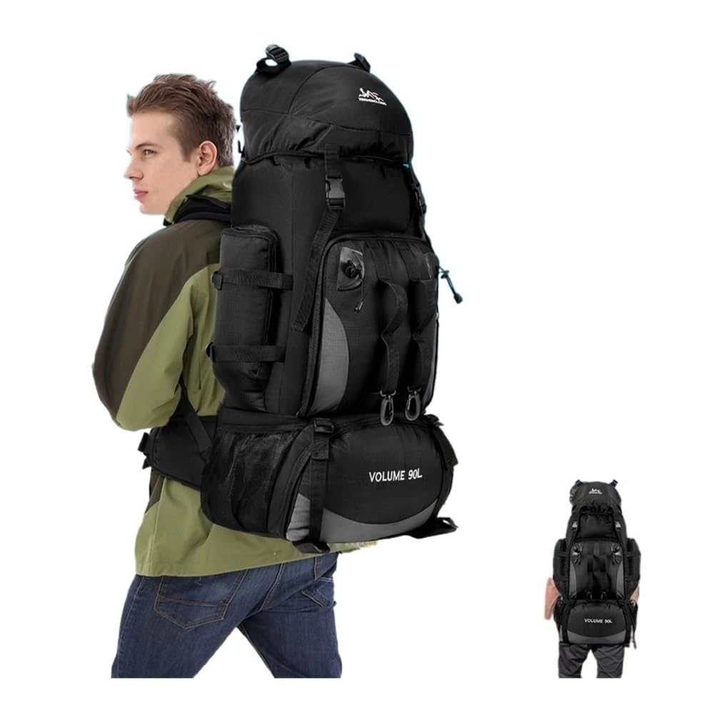 90 l wodoodporny plecak turystyczny kemping torba trekkingowa plecak duża pojemność podróżny outdoorowe torby sportowe sprzęt kempingowy mężczyźni, Niebieska okładka reklamy, rozmiar