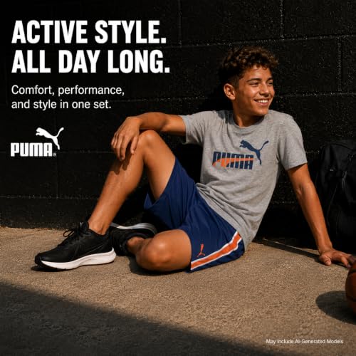 Image of PUMA Boys Active Shorts Set - 3 Piece Performance T-Shirt, Dry Fit Tank Top, and Gym Shorts - Activewear Set for Boys (4-16)