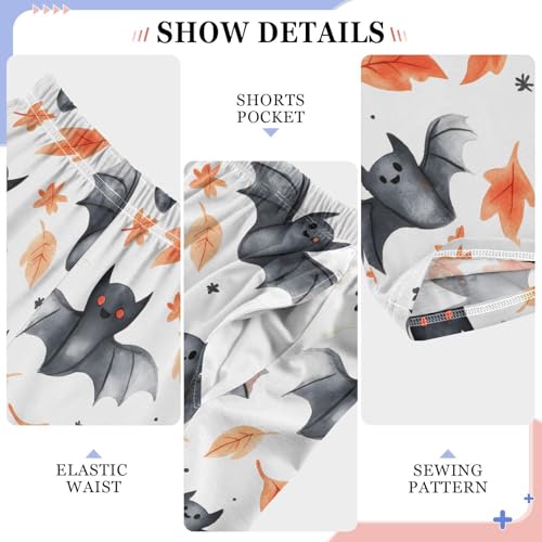 Pajama Pants Bats and Maple Leaf PJ Bottoms Sleepwear Lounge Sleep Pant with Pockets4