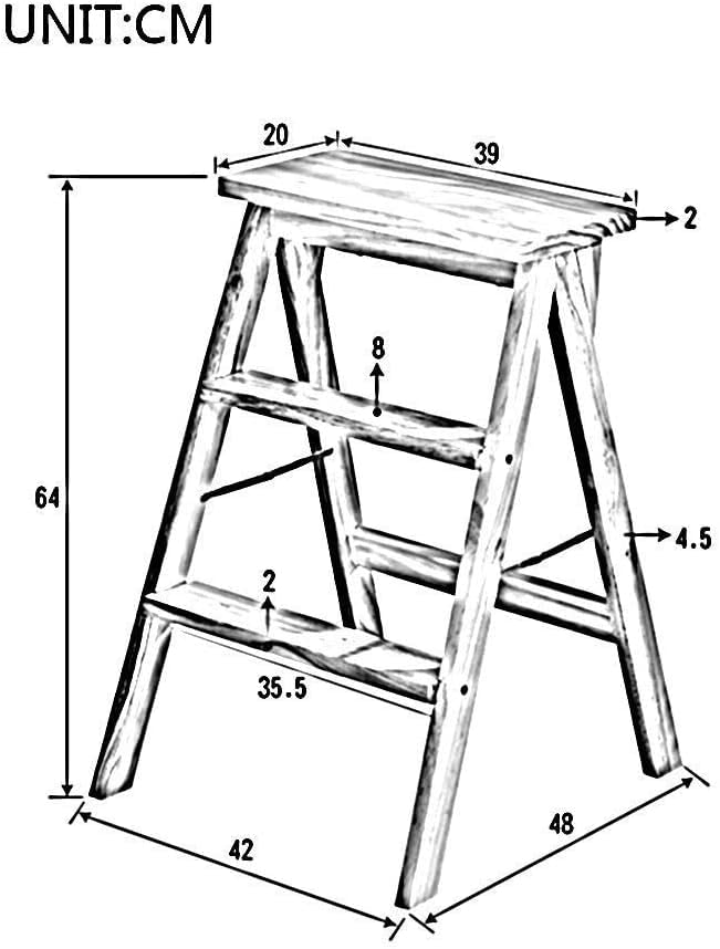 Taburete de cocina de madera OKUOKA escalera plegable portátil sala de estar 3