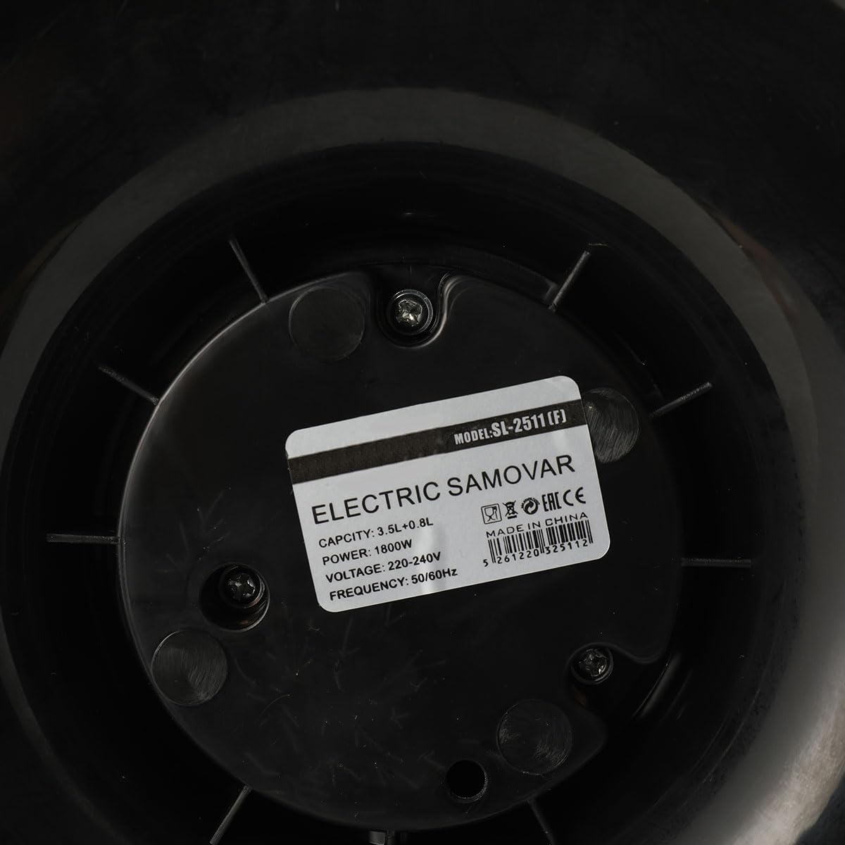 LALABU Samowar-Teebereiter,Elektrischer Samoware Edelstahl 220V, 3,5 Liter Teekocher Samovar Warmwasserbereiter mit Trockenkochschutzfunktion,Schwarz