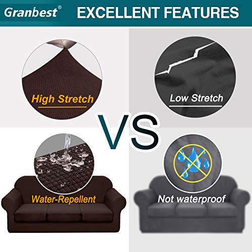 image for Granbest 4 Piece Premium Water-Repellent Sofa Slipcover for 3 Cushion 
