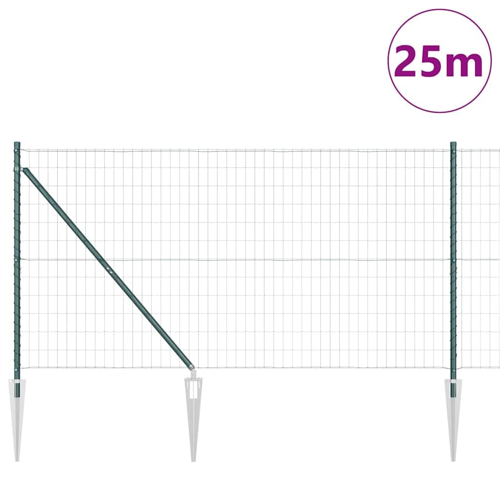 Generisch Ogrodzenie ogrodowe, metalowe, odporne na warunki atmosferyczne i malowane proszkowo, stabilna ochrona przed wzrokiem na taras, podwórko i do ogrodu (zielony, 25 x 1,2 m (50 x 100 mm