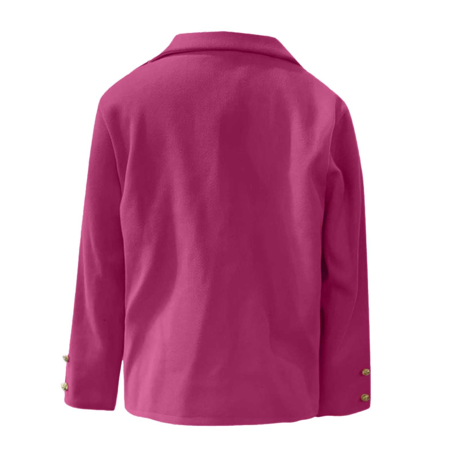 Genérico Americana Mujer de Lana Mezcla, Blazer Casual con Solapa y Botones, Chaqueta de Traje Elegante de Color Liso para Otoño, Invierno y Oficina