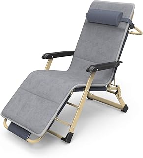 AKSHOME Jardín y al Aire Libre Silla, Tumbona Plegable De La Tumbona para La Silla Que Acampa del Jardín De La Playa De La Terraza Al Aire Libre-Almohadilla De Algodón Gris + Felpa