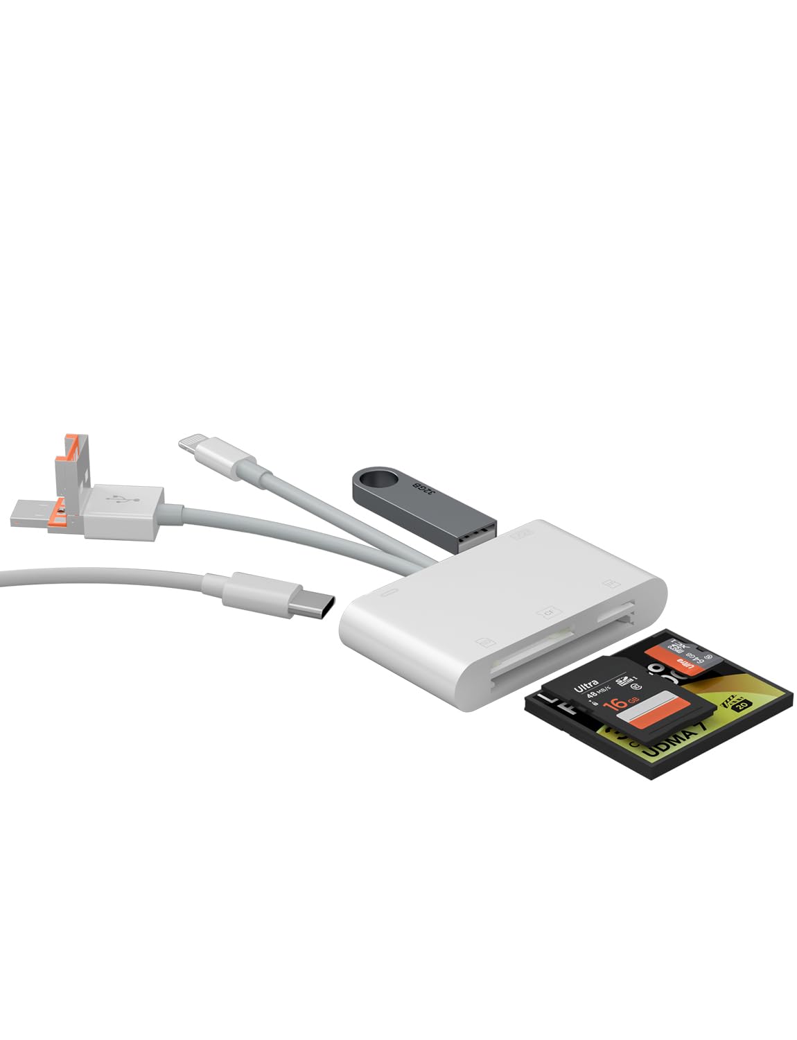Memory Card Reader, 4-in-1 SD Card Reader,USB Camera Adapter Plug Digital Trail Camera SD Viewer with Micro SD & SD Card Slots Memory Card Adapter for Photography No App Required-image-24
