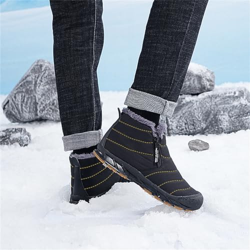 Image of Jakcuz Men Snow Boots Water Resistant Non-slip Winter Shoes with Fuzz Lined Warm High Top Boots for Men