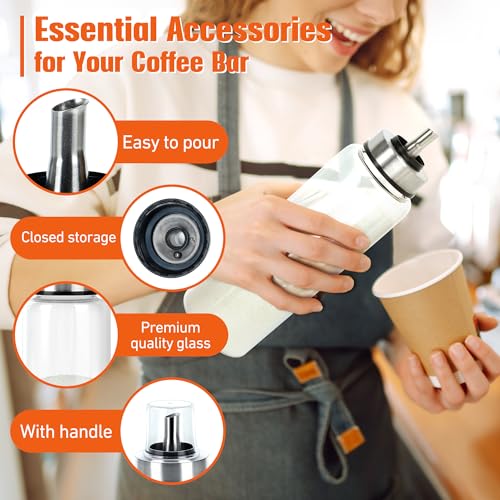 Loscarol Sugar Dispenser with Pour Spout & Lid, 17 oz Glass Sugar Shaker Jar for Coffee Bar,Tea & Baking, Commercial Quality Sealed Sugar Container for Sugar, Honey, Syrup for Home Kitchen