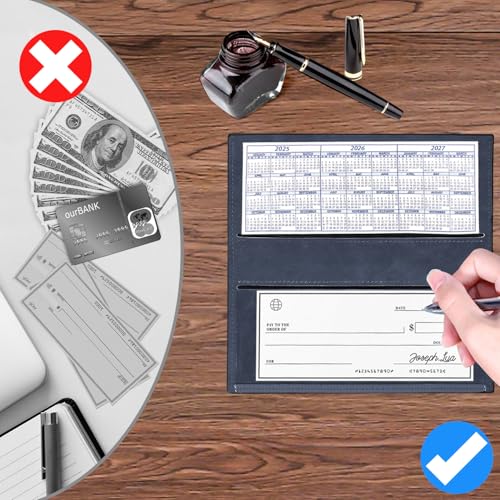 Image of CASMONAL Checkbook Cover for Women & Men, PU Leather Wallet RFID Blocking