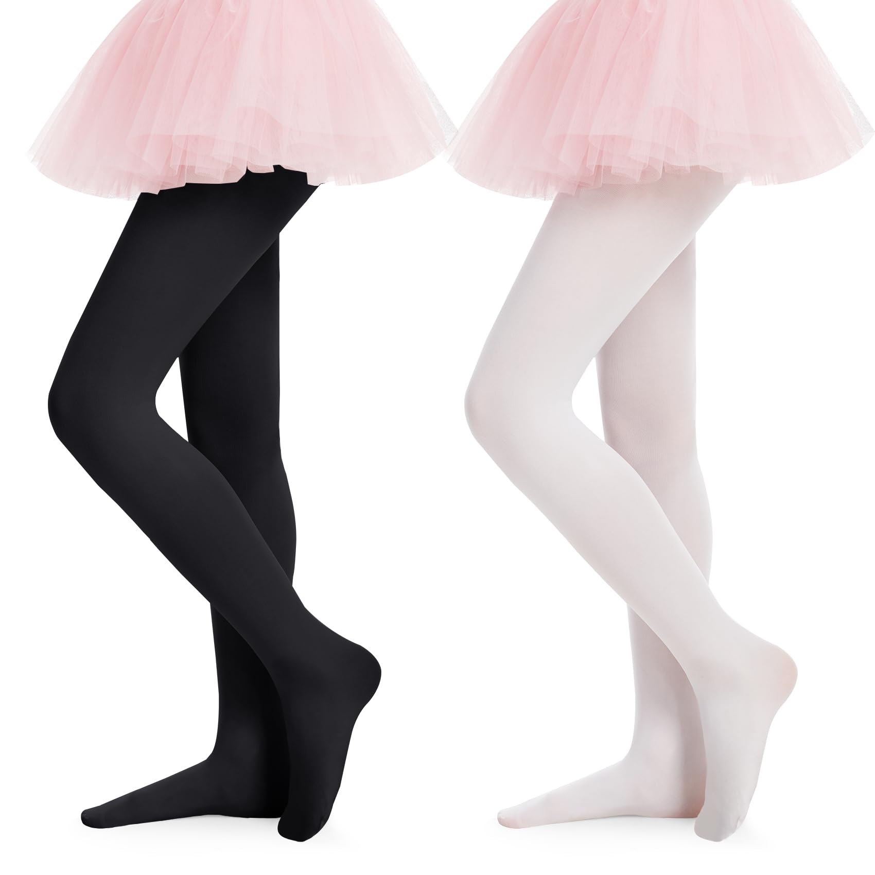 DDOBB 2er Pack Strumpfhosen Mädchen, 40 DEN, blickdichte, Kinderstrumpfhosen mit Fuß, weiche Mikrofaser, für Freizeit, Tanz, Schuluniform, Ballett