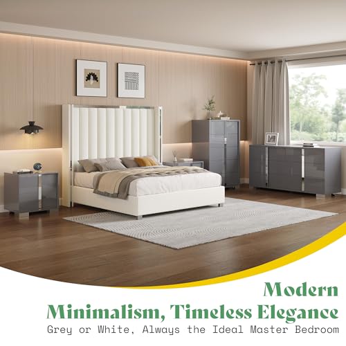 image for AMERLIFE 4 Piece Bedroom Dresser Set, Modern High Gloss UV Finish, 2 N