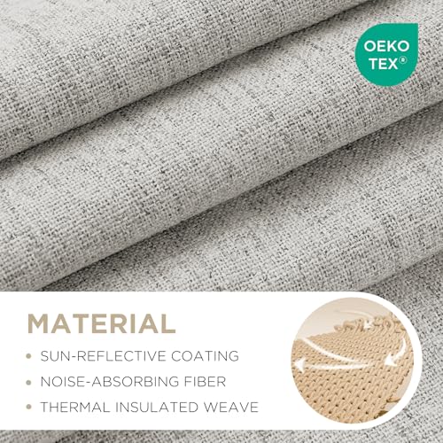 Image of Joydeco 100% Blackout Curtains for Bedroom - Natural Linen Curtains 42 inch Wx 96 inch L Long, Thermal Insulated 2 Panels Greyish White Light Blocking Drapes, Rod Pocket & Back Tabs for Living Room
