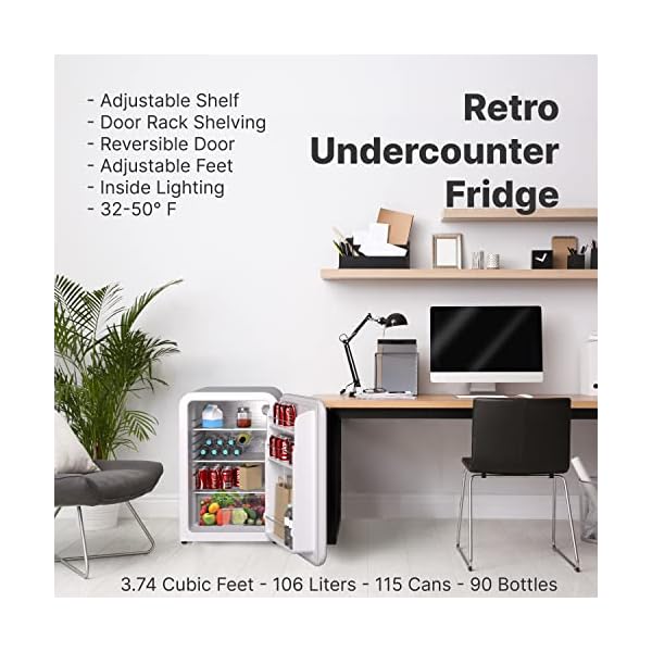 HUSKY Retro Mini Refrigerator with 3.74 Cu.ft./106L Capacity