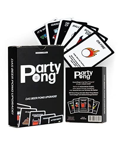 BeerBaller® Party Pong - Das Beer-Pong Upgrade! Bier-Pong jetzt noch lustiger! 56 Karten | Trinkspiel | Trinkspiele für Erwachsene | Partyspiele für Erwachsene lustig | Kartenspiele für Erwachsene