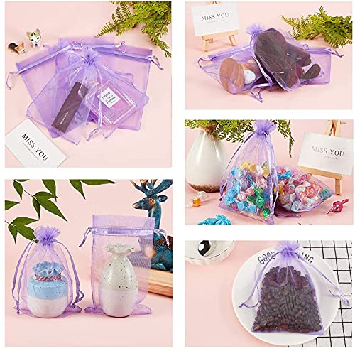 Image of Dealglad 50pcs Drawstring Organza Jewelry Candy Pouch Christmas Wedding Party Favor Gift Bags (3.5x4.5 inch, Light Purple)