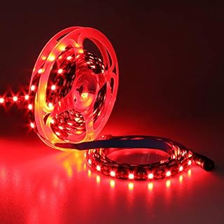 YUNBO LED Strip Light Red 620-625nm, 5M 300 Units SMD 5050 Black PCB Board 12V Indoor Use IP20 Flexible Cuttable LED Tape Light for Indoor Home, Bar, Party, Holiday Decoration Lighting