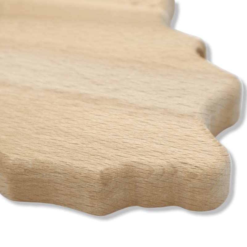 Tagliere Artigianale in Legno di Faggio a Forma di Sicilia, smussato ai Lati, Foro per appenderlo, Varie Misure (1Unità) - L 35 x 24 cm ca.