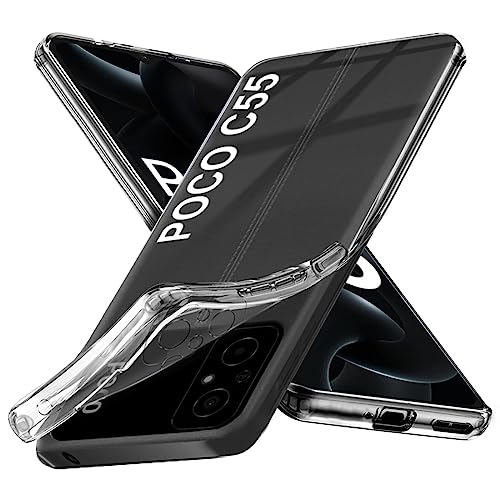 Image of Fashionury Crystal Clear Case for Poco C55 | Yellowing Resistance | Transparent TPU Silicone | Raised Camera Lips | Slim Transparent Cover