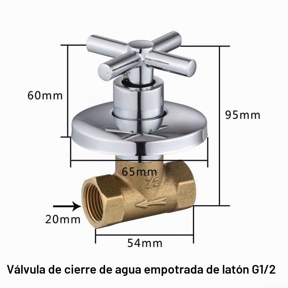 Válvula de cierre de latón de rosca de 1/2 y 3/4 pulgadas, válvula de ducha de apertura rápida con mango de aleación de zinc, accesorio de fontanería resistente a la corrosión para baño/sistemas de