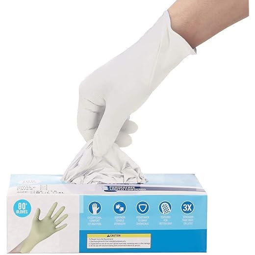 Latex Examination Gloves Medium Pack of 80