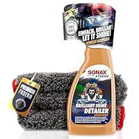 Auto Lackreiniger Set | SONAX XTREME Brilliant Shine Detailer 500ml + Poliertuch | Reiniger zur schnellen Lackpflege für frischen Glanz mit Wasserabperleffekt