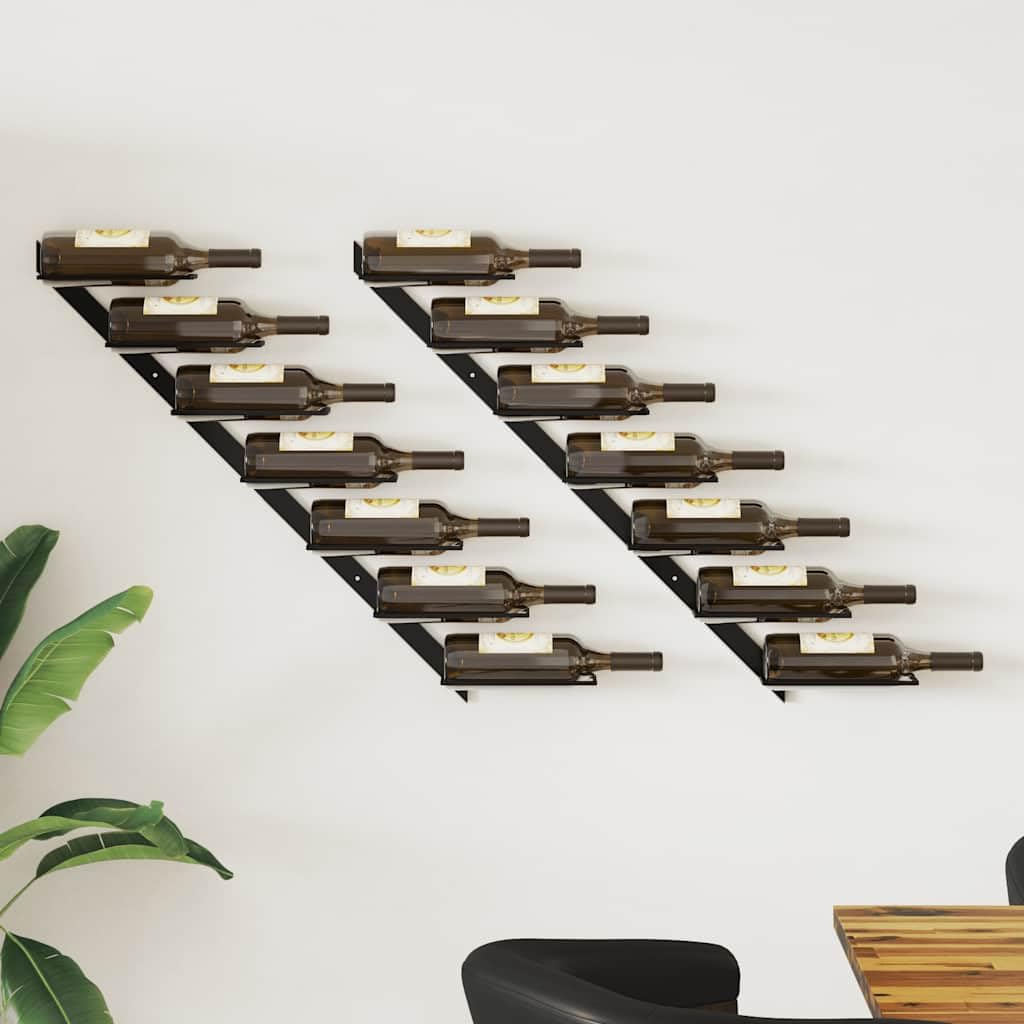 Genérico Armarios de pared para 14 botellas de 2 piezas, color negro | Fácil de montar, material de montaje incluido, duradero, mantenimiento sencillo