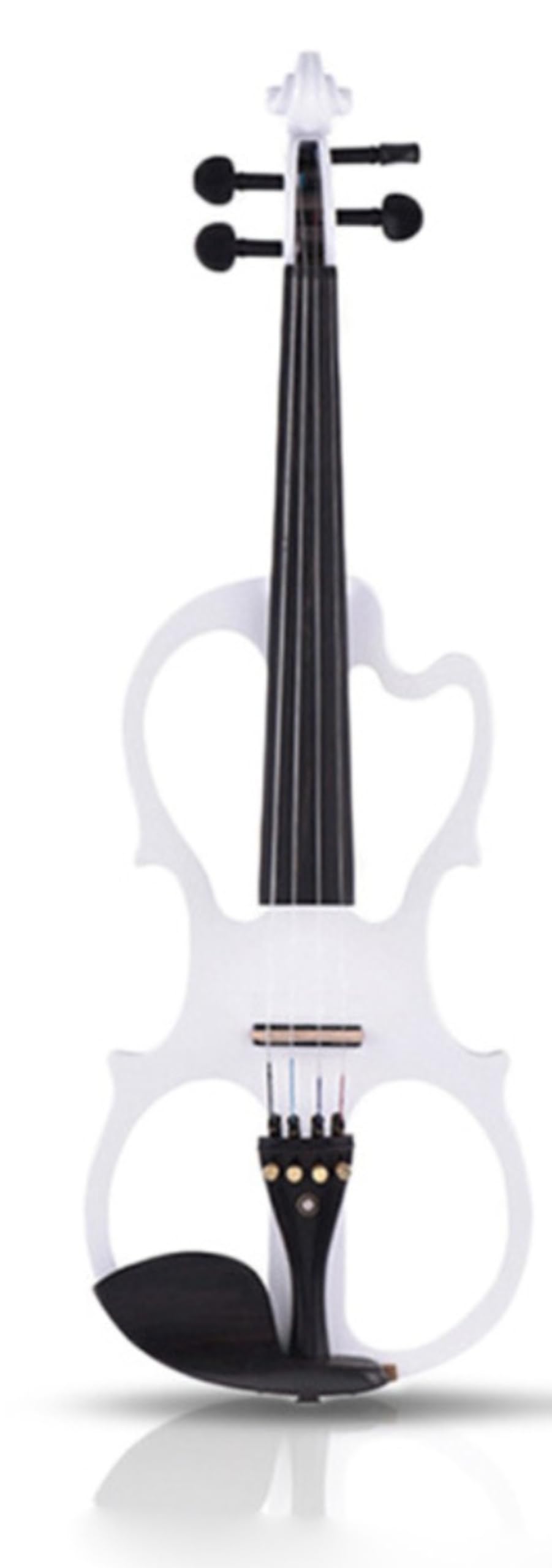 Set di violino elettrico 4/4 silenzioso, in legno d'acero massiccio metallico, elettronico, per principianti, adulti e ragazzi (bianco)