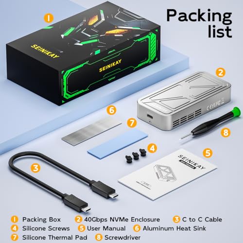 Image of 40Gbps M.2 NVME Enclosure with Cooling Fan,USB 4 NVMe Enclosure,Compatible with Thunderbolt 4 /3 /USB3.2 /3.1 /3.0 /2.0