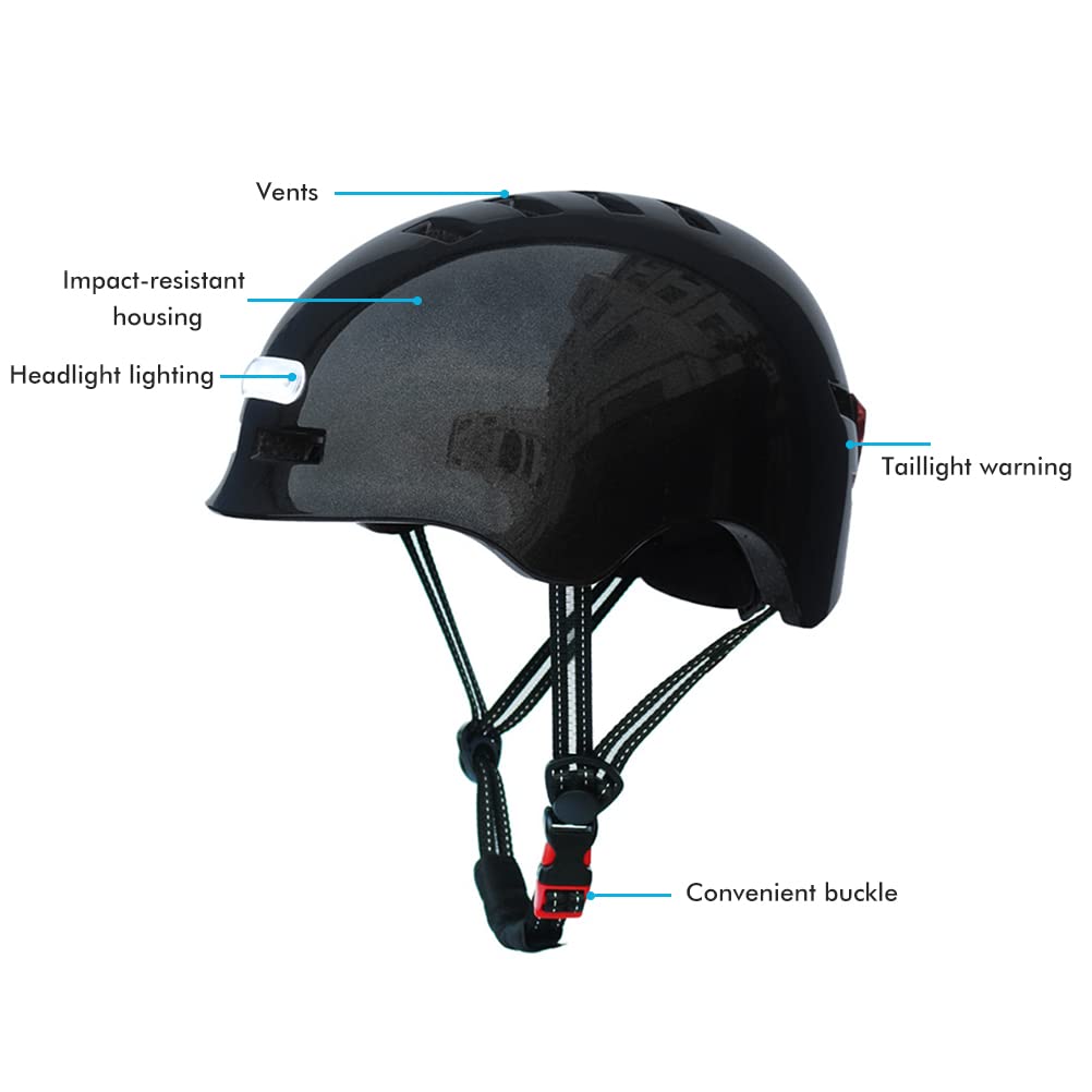 Casco da bicicletta LED Luminoso Ricaricabile Regolabile 57-61 cm