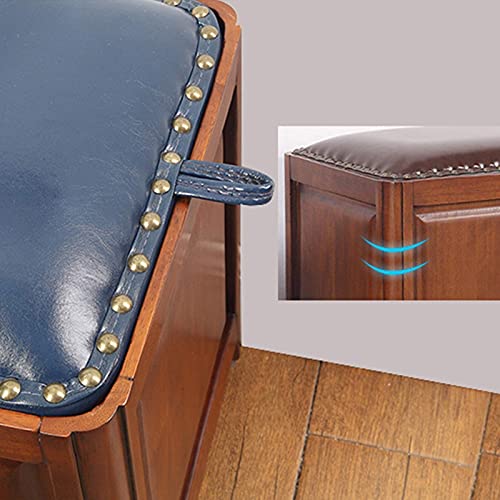 Repose-pieds ottoman de rangement avec assise cuir - 4