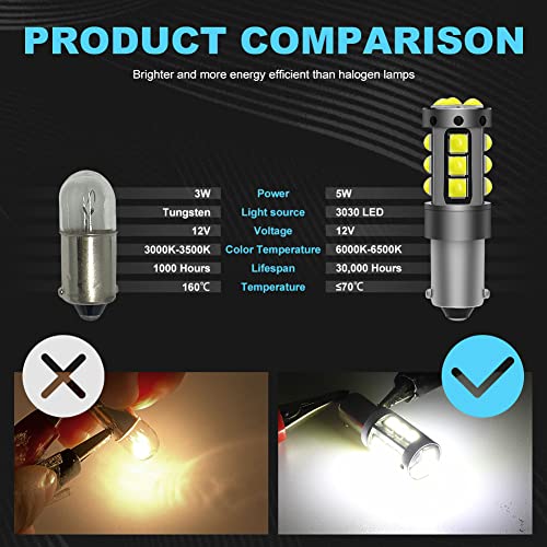 Bombilla LED BA9 BA9S para auto 2 unidades xenón blanco miniatura 6