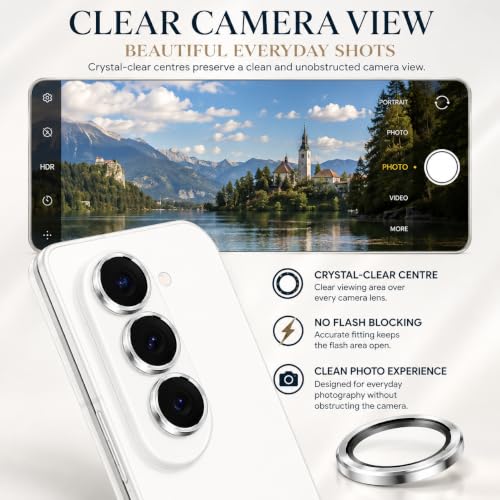 Image of ArmourPro Camera Lens Protector for Samsung Galaxy Z Fold 8 Ultra with Auto Alignment Installation Frame, AR+AF Coated Tempered Glass Camera Rings, Anti-Scratch, Case Friendly | Silver