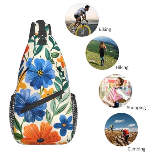 Mochila ligera tipo bandolera con estampado floral para mujer y hombre miniatura 6