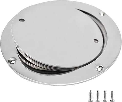 Escotilla de barco de 5 pulgadas 316 de acero inoxidable redonda antideslizante 2 ojos placa de cubierta de escotilla de inspección con cubierta