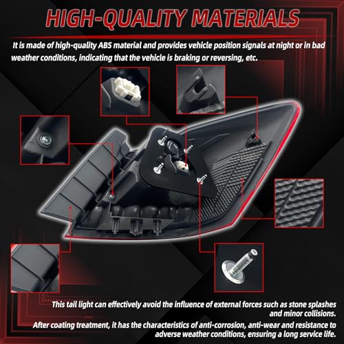 Tail Light Assembly Fit for 2013-2015 Honda Accord Sedan EX-L Touring Left Driver Side Outer Tail Light Brake Turn Signal Back Up Lens Replaces 33550T2AA12, 33550-T2A-A12, 33550 T2A A12, HO2804103 by BZYOUYI - Used condition - Image 4