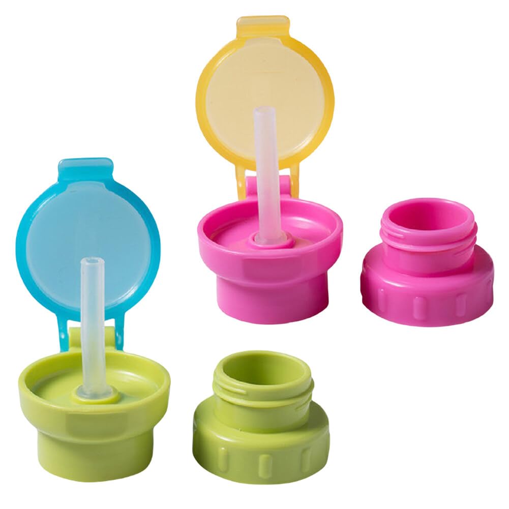 2PCS Bottle Twist Lid, Spill Proof Water Bottle Twist Cover Cap for Juice Soda, Water Bottle Caps with Straw