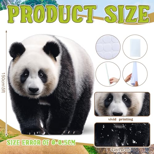 Image of Geelin 5ft Panda Cardboard Standup Cutout Life Size Jungle Safari Animal Theme Party Backdrop Photo Prop Stand up for Zoo Safari Jungle Themed Birthday Party Decoration Supplies