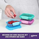 Sistema Lunch Frischhaltedose | 200 ml | kleine Snackboxen | BPA-freier Kunststoff | gemischte Farben | 3 Stück